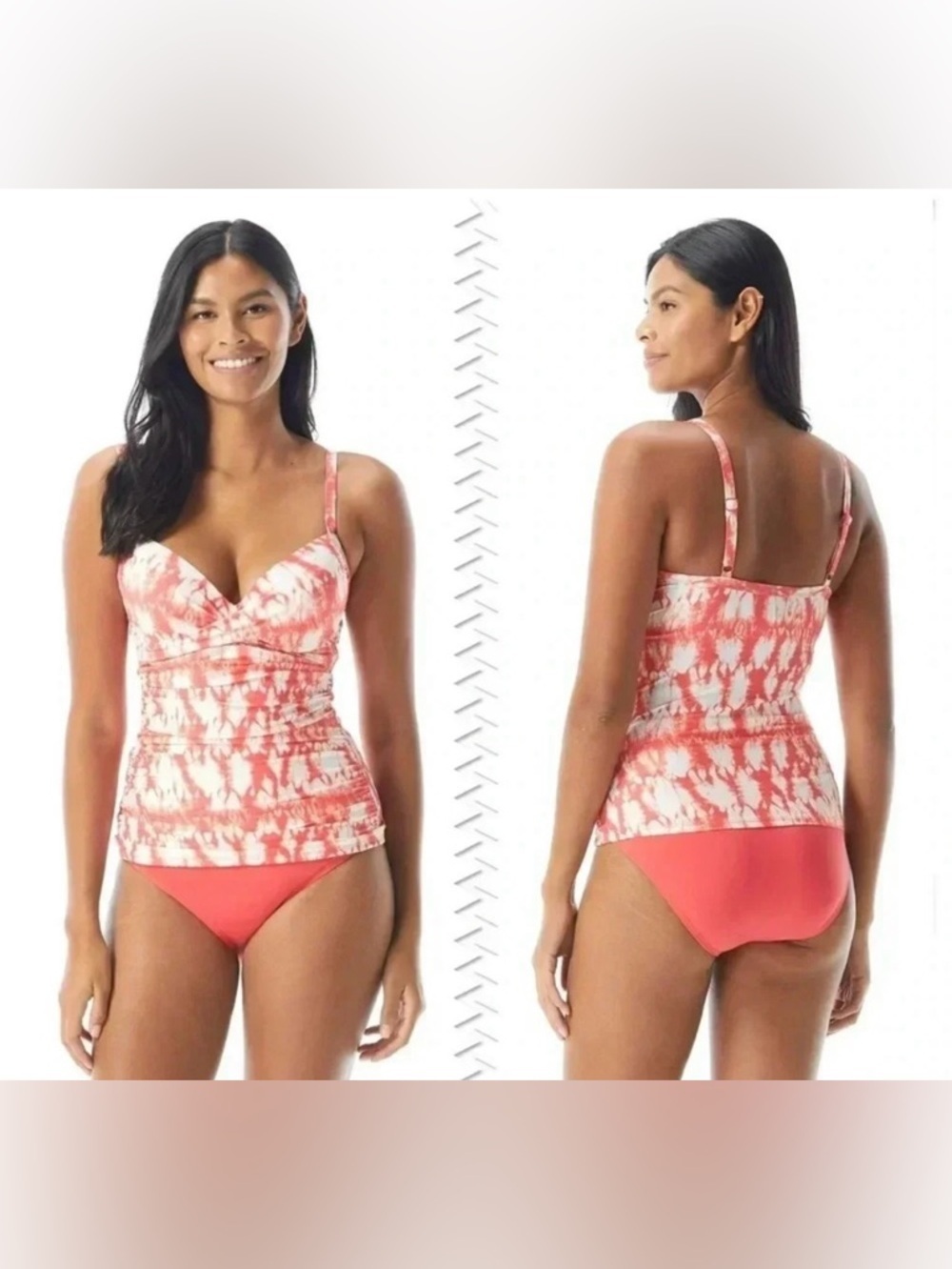 Coco Reef Enrapture Wrap Underwire Tankini Top The Coast Tie Dye Sz 38D